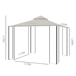 Alternative view of Carpa de jardín Cenja Outsunny 4 cortinas doble techo beige 3x3 m