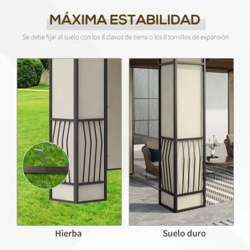Cenador Almanzor Outsunny techo doble marrón 275x365x300 cm - Imagen 6