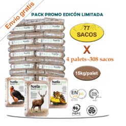 Palets de pellets Huella Verde de 15 kg de 77 sacos  Enplus A1 DINplus pack de 4 palets