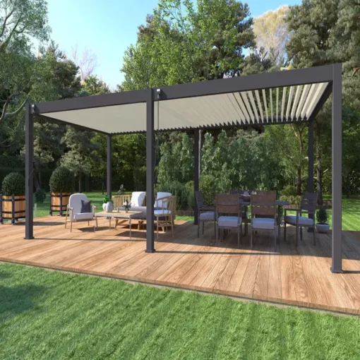 Pérgola bioclimática autoportante Ombrea VS 4x8M Antracita/Blanco - Imagen 2