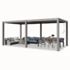PRIMEYARD Pérgola 3x6 m postes de aluminio con techo de lamas de aluminio pabellón de jardín gris