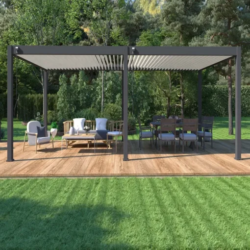 Pérgola bioclimática autoportante Ombrea VS 4x8M Antracita/Blanco - Imagen 5