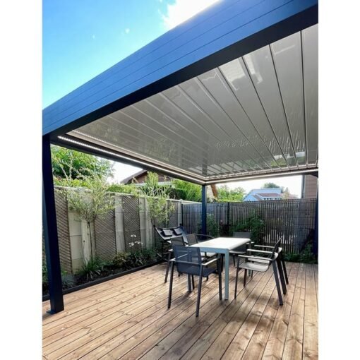 Pérgola bioclimática TRAMONTANA 4,50x4,987 M Doble cilindro con mando a distancia (Gris antracita RAL 7016) - Imagen 3