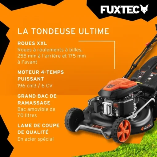 FUXTEC RM5396EsPRO cortacésped de gasolina autopropulsado cortacésped eléctrico autopropulsado 53 cm de anchura de corte 196 cc - Imagen 5