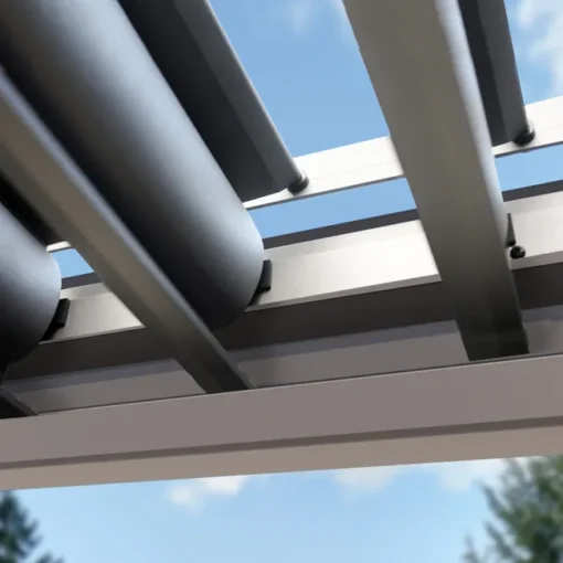 PRIMEYARD Pérgola 3x6 m postes de aluminio con techo de lamas de aluminio pabellón de jardín gris - Imagen 4