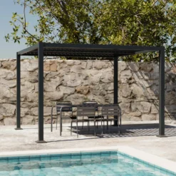 Pérgola bioclimática 3x3m de lamas de aluminio y acero