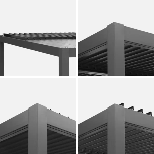 Pérgola bioclimática 3x3m de lamas de aluminio y acero - Imagen 3