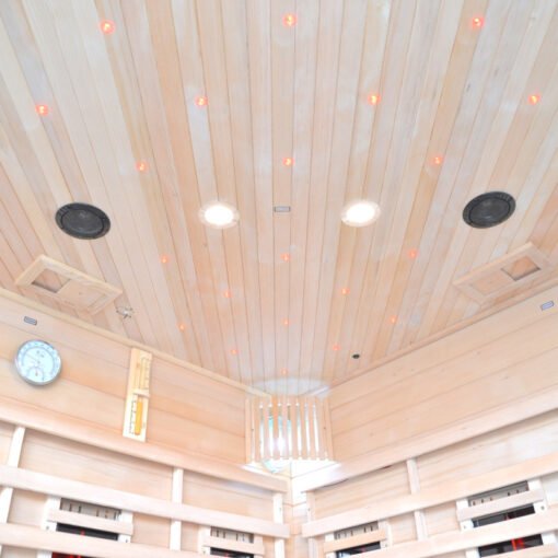Sauna Híbrida 5 plazas LUXE infrarrojos 3500W + estufa SAWO 9000W - SNÖ - Imagen 12