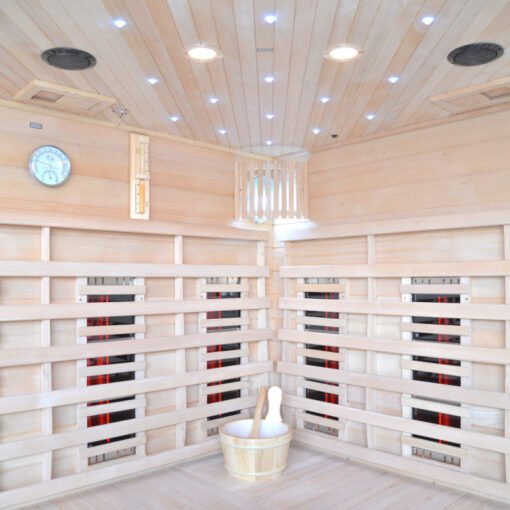 Sauna Híbrida 5 plazas LUXE infrarrojos 3500W + estufa SAWO 9000W - SNÖ - Imagen 17
