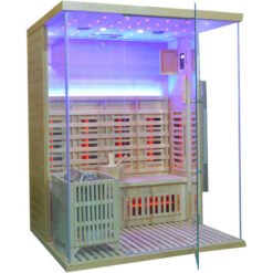 Sauna Híbrida LUXE 3 plazas Infrarrojos 2800W + estufa SAWO 6000W - SNÖ